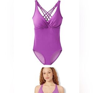 New prana Kayana One Piece Swimsuit Summer Plum large 38D